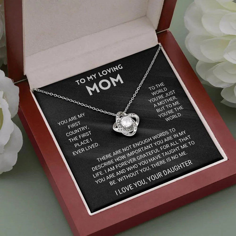 To My Beautiful Mom Love Knot Necklace in a Gift Box - ALOE WINGS STORE