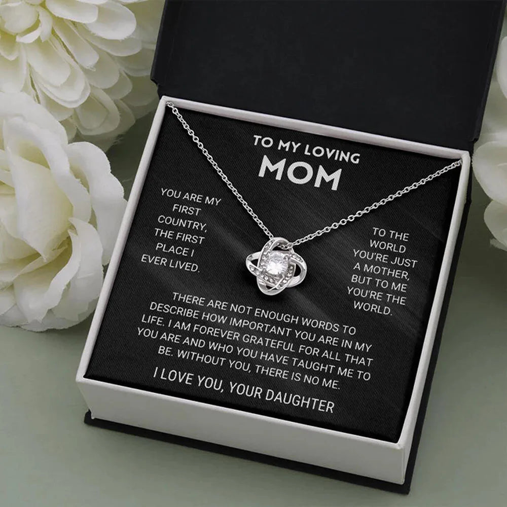 To My Beautiful Mom Love Knot Necklace in a Gift Box - ALOE WINGS STORE