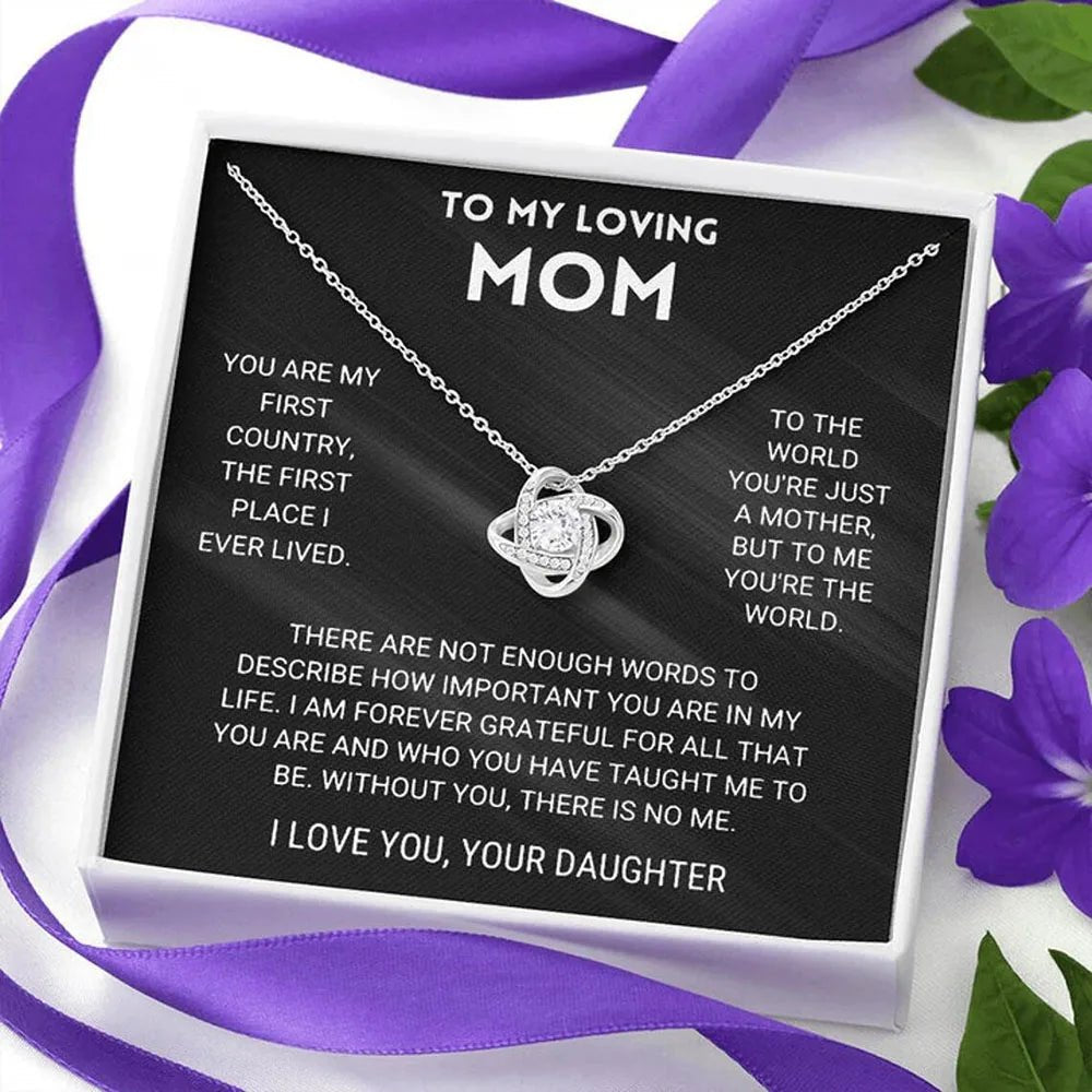 To My Beautiful Mom Love Knot Necklace in a Gift Box - ALOE WINGS STORE