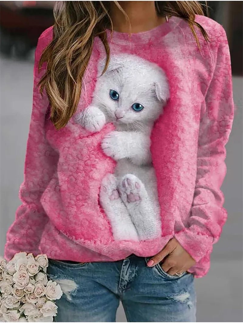 White Cat 3D Design Sweatshirt [SELECTION] - ALOE WINGS STORE