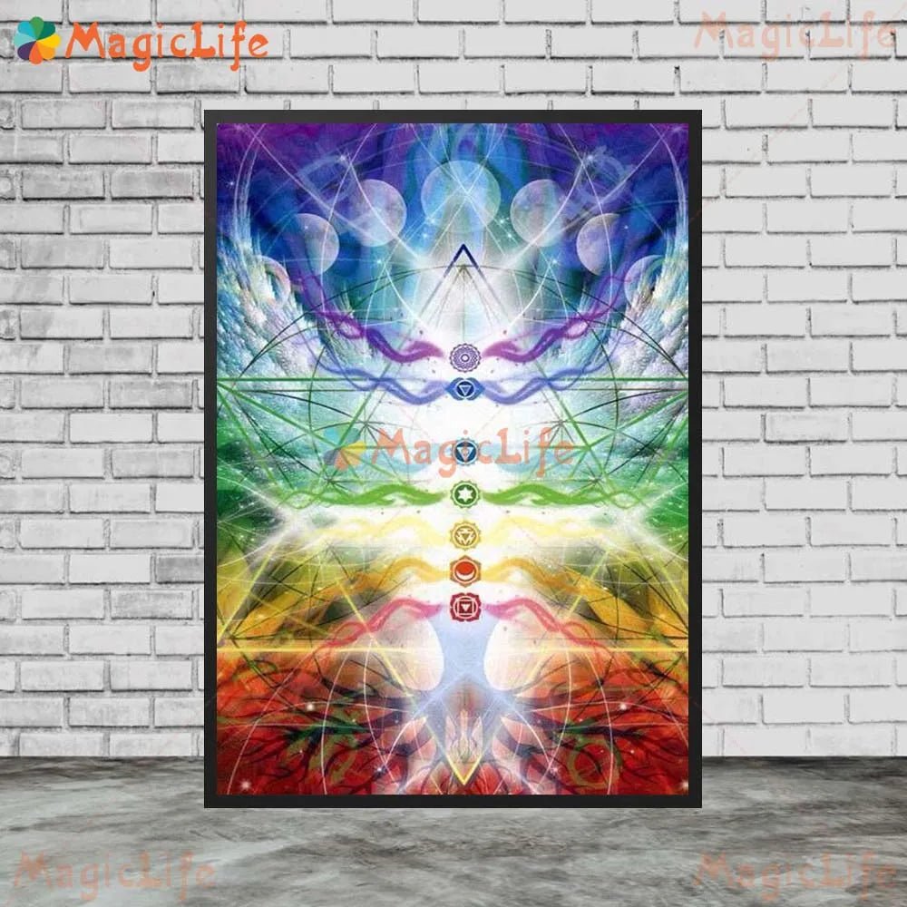 Yoga Chakras Kundalini Energy Self-Motivation Unframed Canva Wall Hanging SELECTION-ALOE WINGS STORE