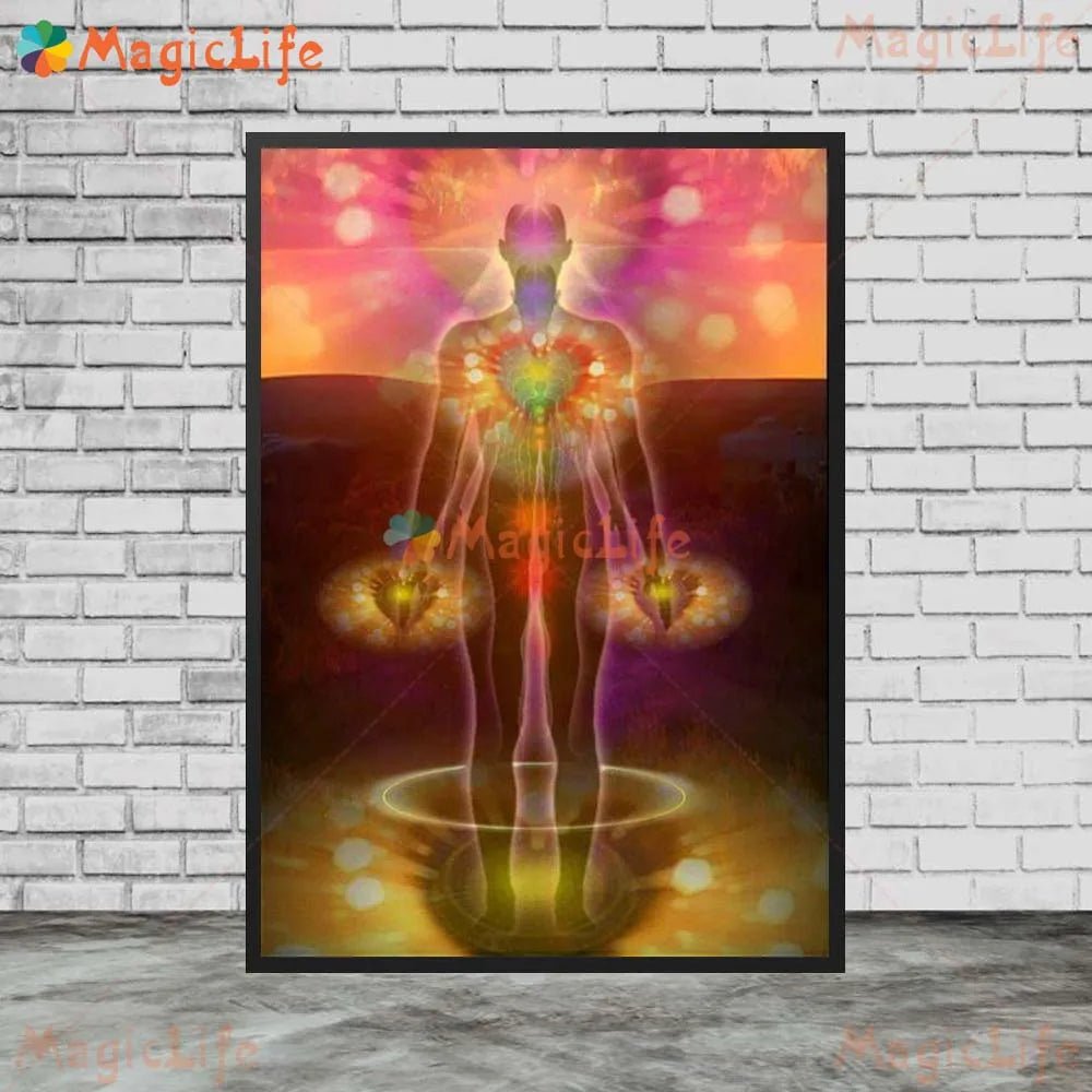 Yoga Chakras Kundalini Energy Self-Motivation Unframed Canva Wall Hanging SELECTION-ALOE WINGS STORE