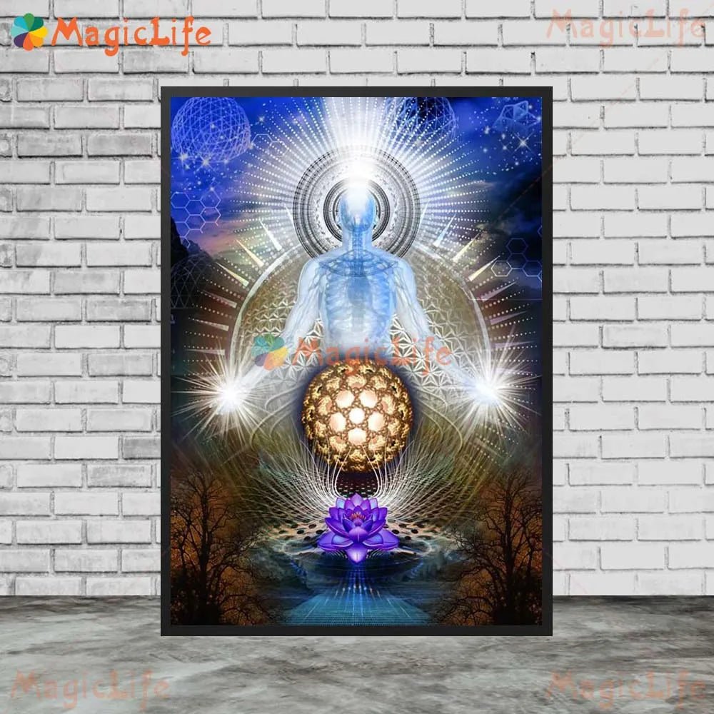 Yoga Chakras Kundalini Energy Self-Motivation Unframed Canva Wall Hanging SELECTION-ALOE WINGS STORE